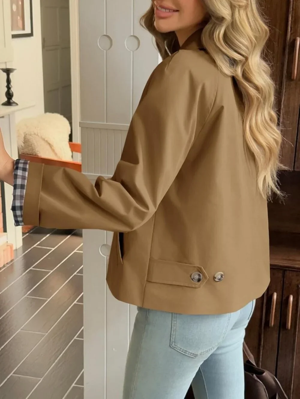 Lightweight Cropped Trench Coat for Women | Stylish Single Breasted Jacket